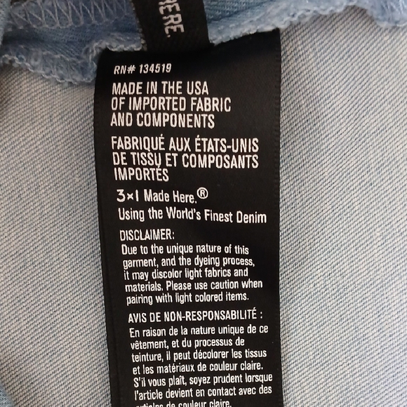 3x1 NYC Denim Off-Shoulder Blue Top Size S - Picture 7 of 8